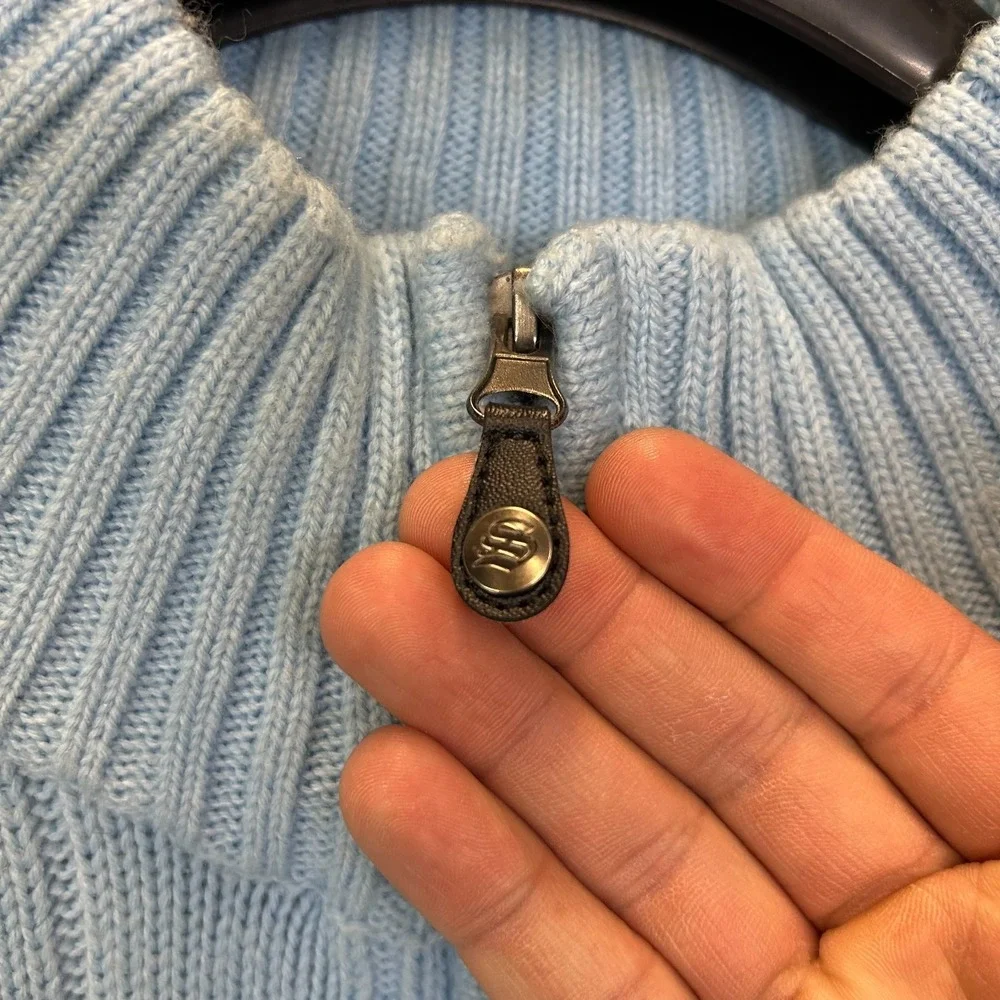 Vintage Southpole Knit 1/4 Zip Sweater Men's Blue Ribbed Pullover Y2K Size XL